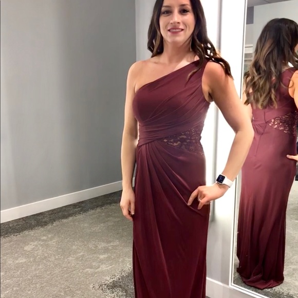davids bridal one shoulder dress